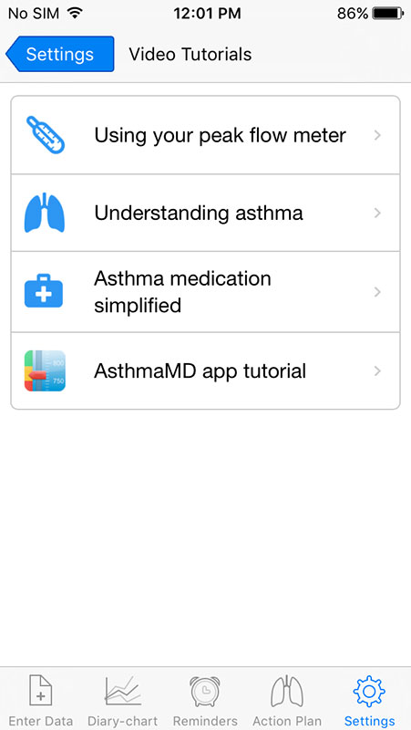 AsthmaMD App, an asthma diary log for patients and their healthcare ...