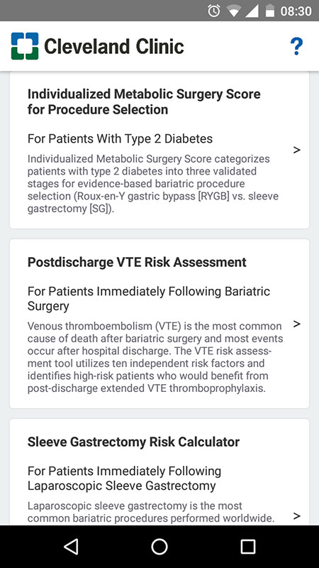 Bariatric Surgery Calculator App, assessing a patient's risk and ...