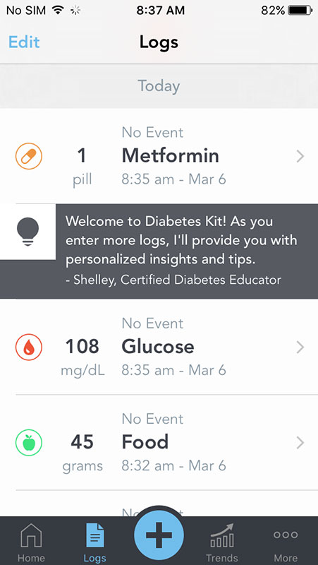 Diabetes Kit App, simple blood glucose and activity logbook for iPhone ...