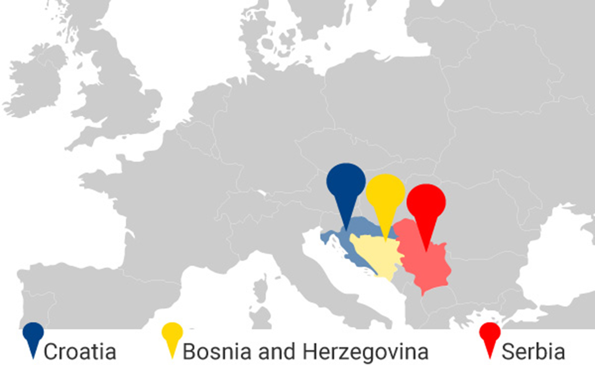 Map Serbia Bosnia Croatia 