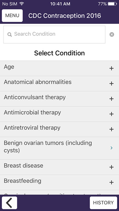 CDC Contraception App, recommendations for the contraceptive use based ...